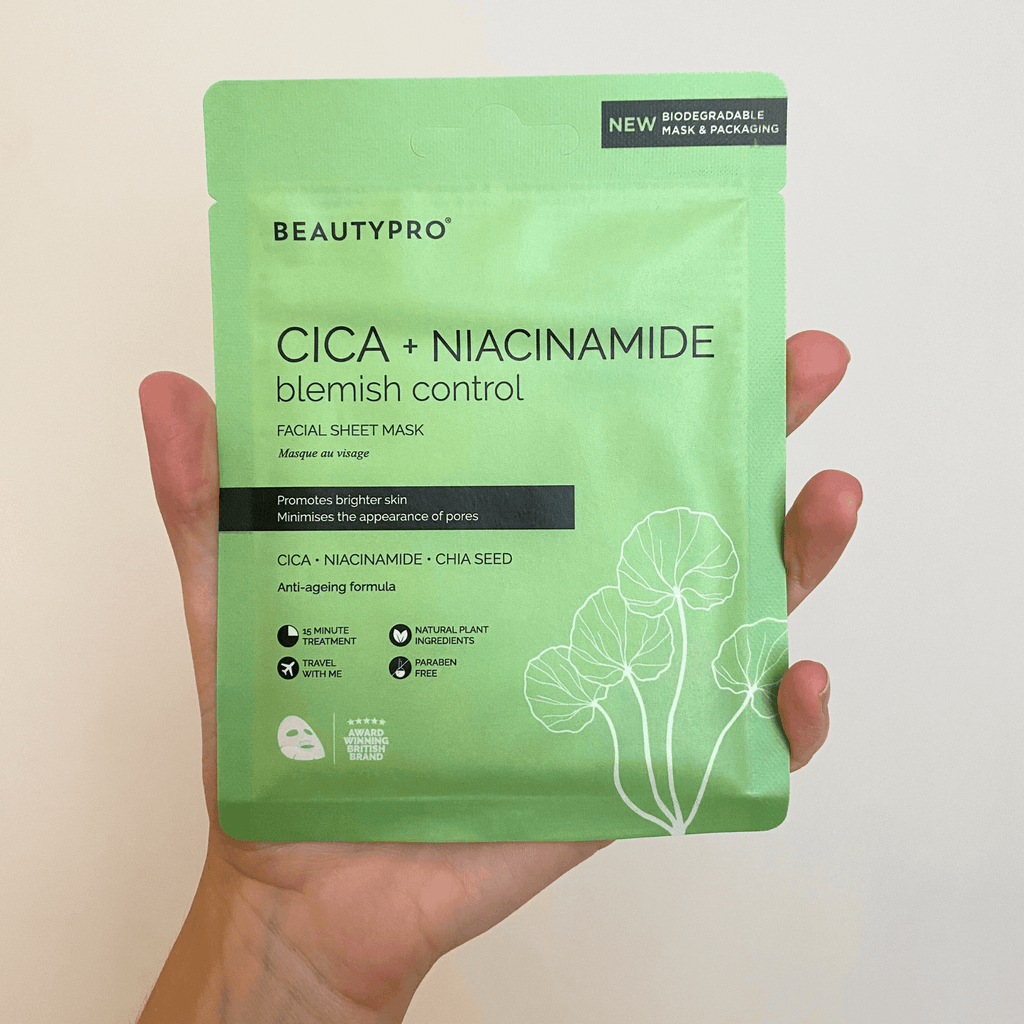 CICA + NIACINAMIDE Facial Sheet Mask - 100% Biodegradable