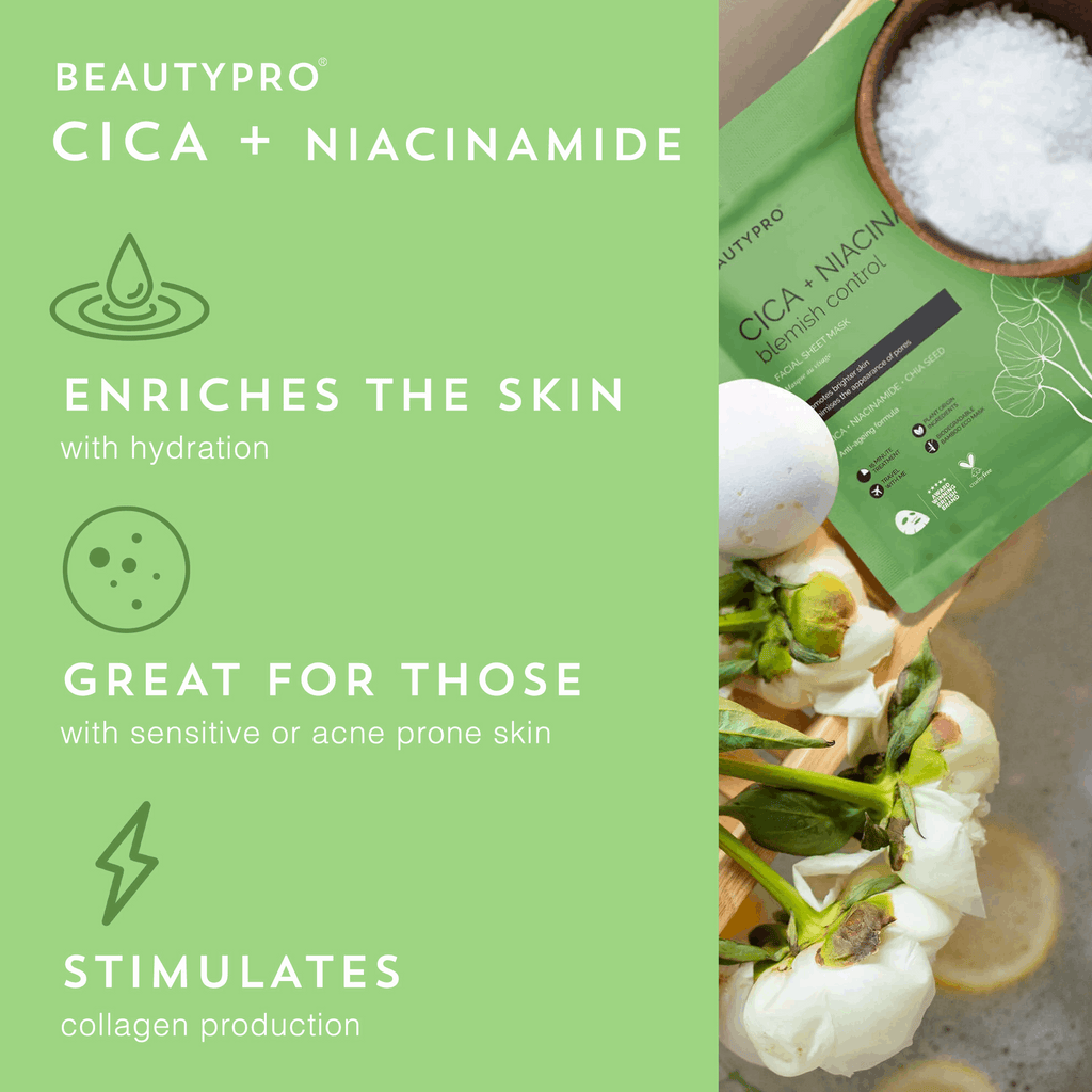 CICA + NIACINAMIDE Facial Sheet Mask - 100% Biodegradable