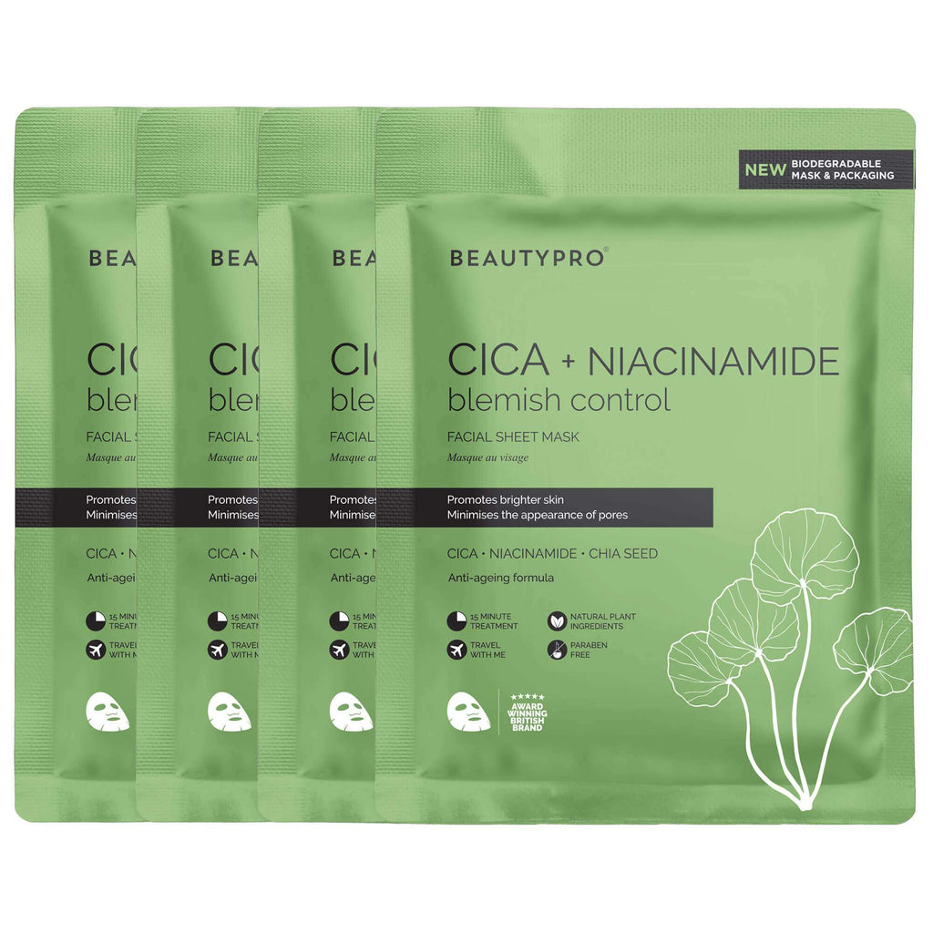 CICA + NIACINAMIDE Facial Sheet Mask - 100% Biodegradable