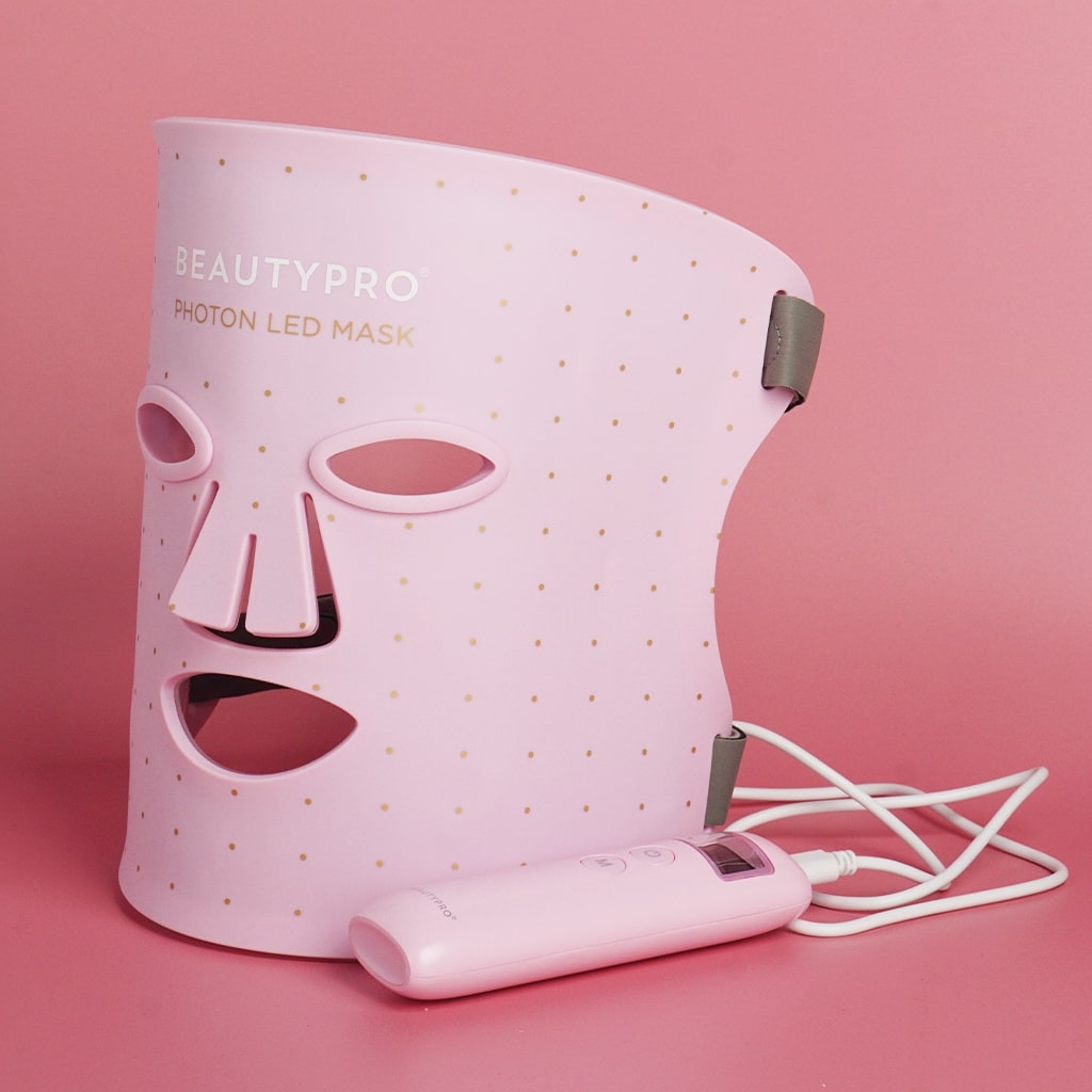 Pink LED mask and remote free standing