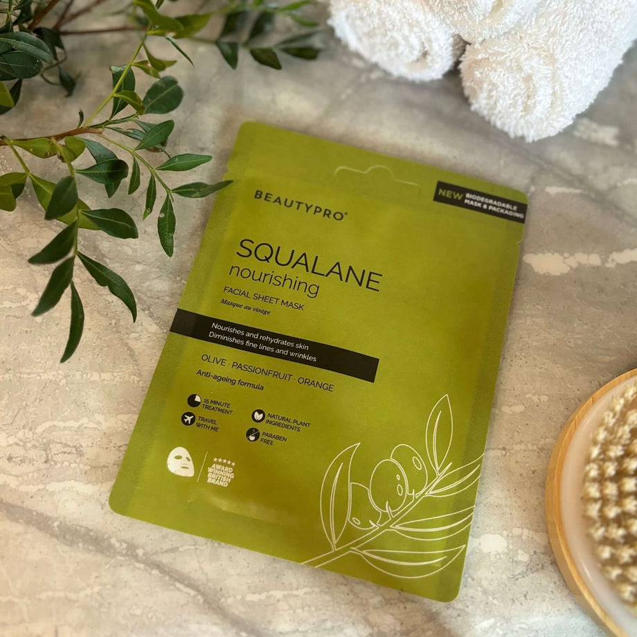 BEAUTYPRO SQUALANE Facial Sheet Mask 100% Biodegradable 23g