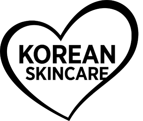 Heart-shaped logo with 'Korean Skincare' text on a white background